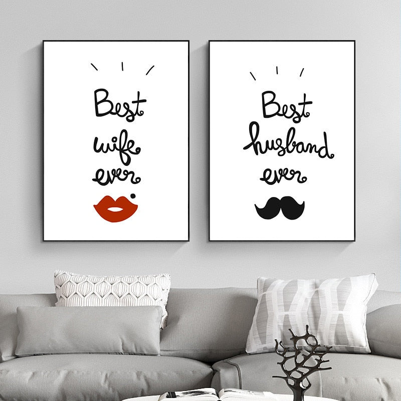 Best Wife and Husband Ever Quote Wall Art Canvas Print
