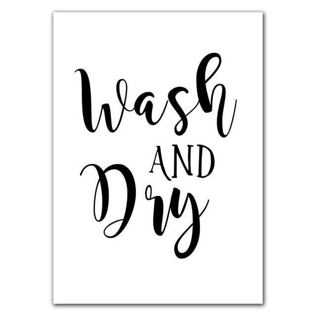 Wash Dry Clothespin Laundry Quotes Wall Art Canvas Print