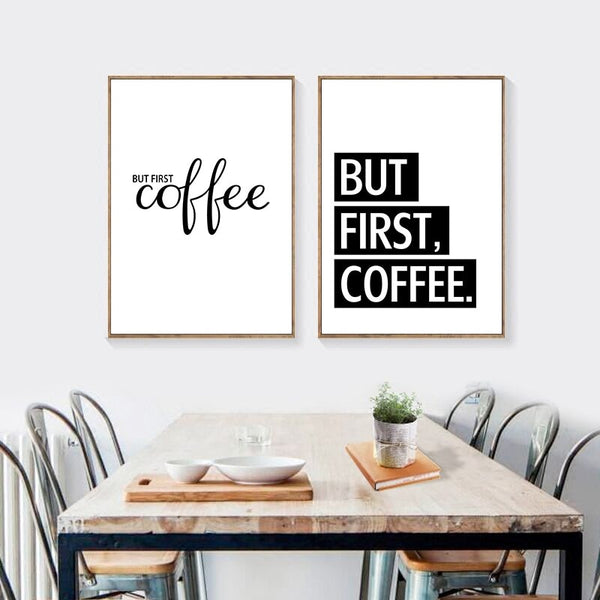 But First Coffee Quote Wall Art Canvas Print