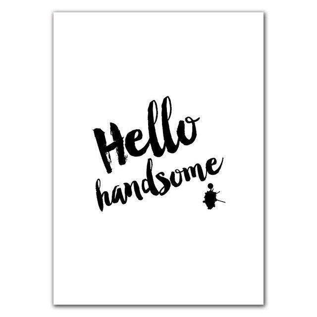Hello Handsome and Hello Gorgeous Quote Wall Art Canvas Print