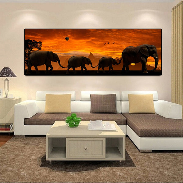 African Lions and Sunset Wall Art Canvas Print