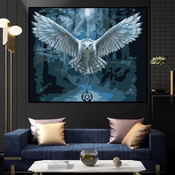 Flying Owl Landscape Wall Art Canvas Print