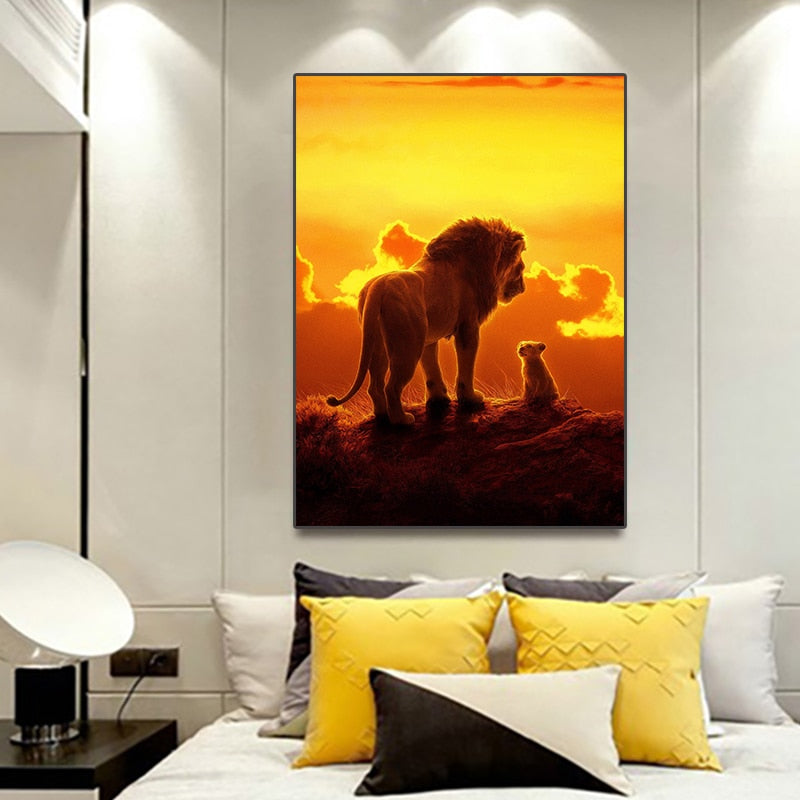 Lion and Cub Wall Art Canvas Print