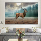Wild Deer Landscape Wall Art Canvas Print