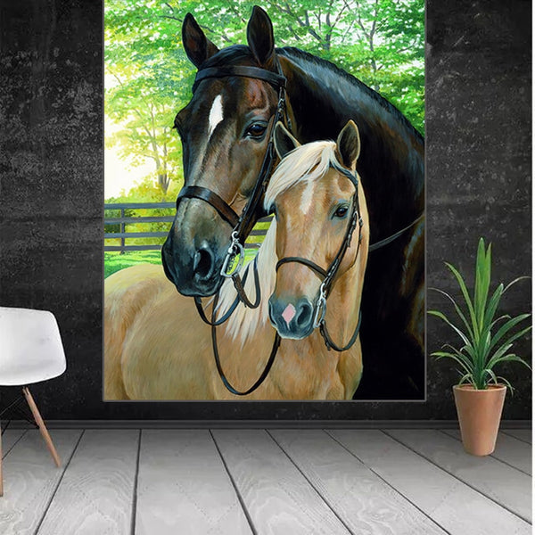 Two Horses Wall Art Canvas Print