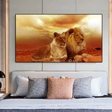 African Lions Landscape Wall Art Canvas Print