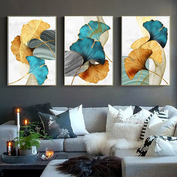 Colorful Leaves Abstract Wall Art Canvas Print
