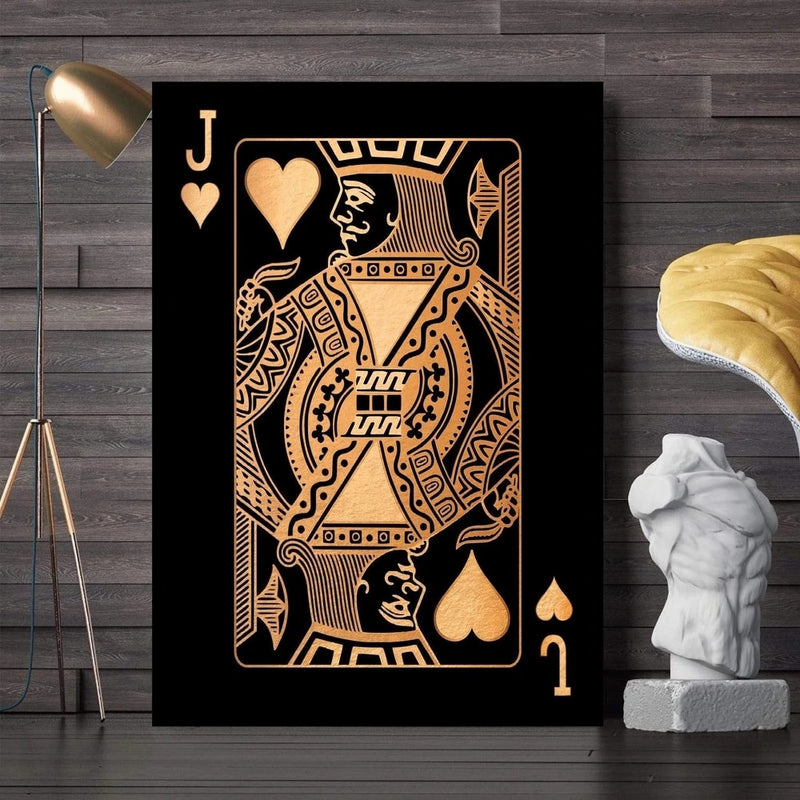 Jack of Clubs Hearts Playing Cards Wall Art Canvas Print