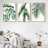 Minimalist Green Plant Leaves Wall Art Canvas Print
