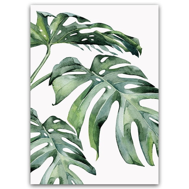 Minimalist Green Plant Leaves Wall Art Canvas Print