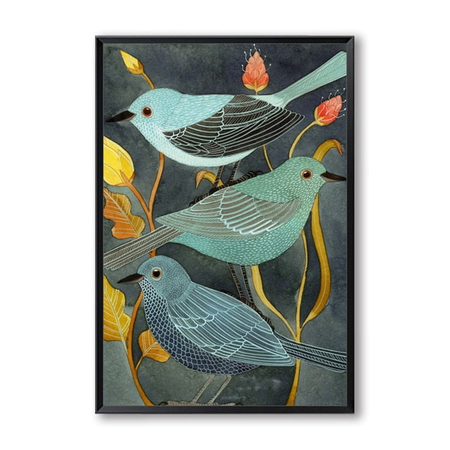 Nightingale Birds Wall Art Canvas Print