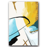 Yellow Blue White Abstract Wall Art Canvas Print