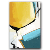 Yellow Blue White Abstract Wall Art Canvas Print